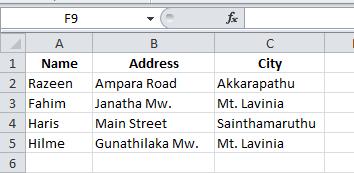 Exercise 01: enter the following data in Excel and save your workbook as MyNameList.