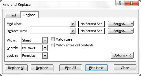 xlsx USING THE REPLACE FEATURE: Suppose you've entered a particular label or value into the worksheet and find that you have consistently entered it incorrectly.