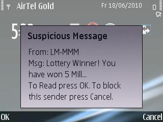 Suspicious Msg.- SMS coming from an unknown mobile 