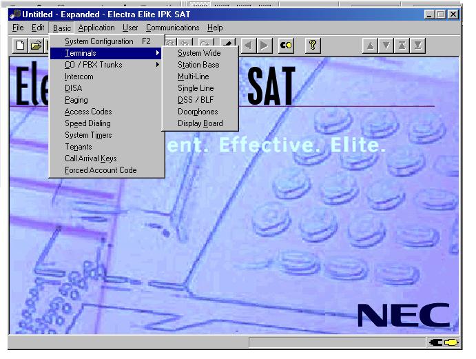 Document Revision 1C Electra Elite IPK SECTION 2 PULLDOWN MENU Pulldown menus are available for each function involved in programming the Electra Elite IPK system.