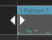 it, or by dragging the leftside arrows: - Resize a pattern by dragging the right-side arrow to the left (shorten pattern) or to the right (widen pattern): The second button is the selection tool.