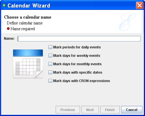 Chapter 4 Calendars Overview Triggers may use calendars to determine special date or times that should be excluded from the firing schedule. Upon adding a Calendar you will see Figure 4.
