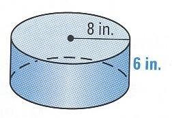 Ex. 2: Finding Volumes Find the volume of the right cylinder. A = r 2 A = 8 2 A = 64 in. 2 V = Bh V = 64 (6) V = 384 in. 3 V = 1206.37 in.