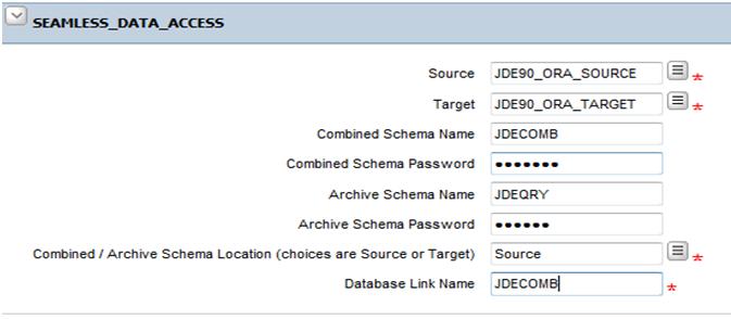 Running the Create Seamless Data Access Job Use the Create Seamless Data Access job to create the combined and archive schemas, and populate them with the appropriate synonyms and views. 1.