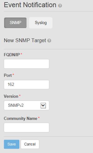 a. In the FQDN/IP field, type the Fully Qualified Domain Name or IP address for the SNMP v2c trap recipient node that runs