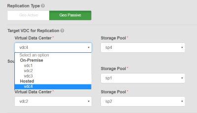 In the Target VDC for Replication Storage Pool list, select the storage pool that belongs to the selected VDC. c.