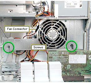 Take Apart Fan - 74 1 Remove the two screws on the fan bracket.
