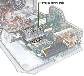 Take Apart Processor Module, Power Mac G4 (PCI Graphics) - 35 Processor Module, Power Mac G4 (PCI Graphics) Before you begin, open the side access panel.
