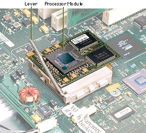 Take Apart Processor Module, Power Mac G4 (PCI Graphics) - 37 4 Lift the lever to release the processor module.