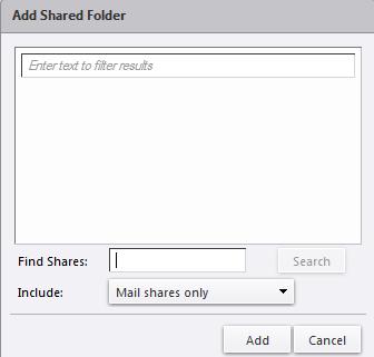 Searching for a Shared Mail Folder Users can search for a shared folder if a share notification email has not been sent by the folder owner.