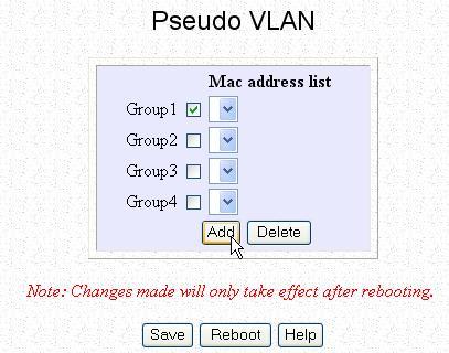 The MAC Address List enables you to manage specific VLAN groups by adding or deleting clients through their