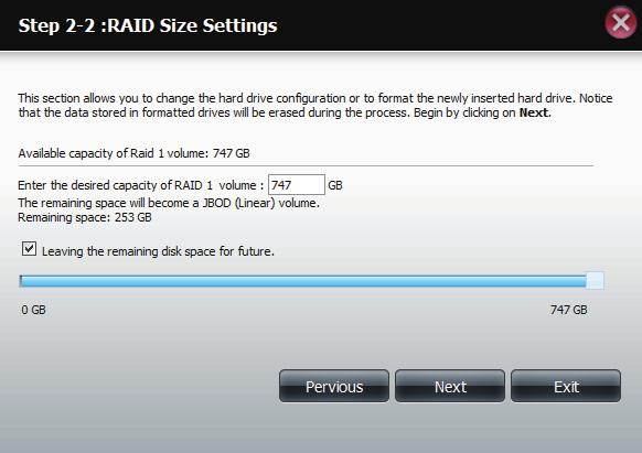 If you select a RAID 0 or 1 option then you need to determine the size of the RAID volume.