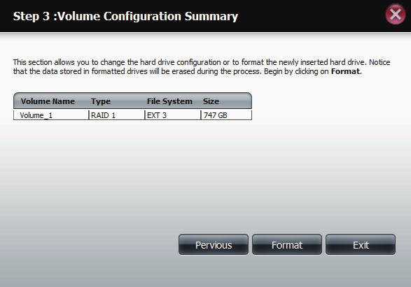A Vclume Configuration Summary is displayed.