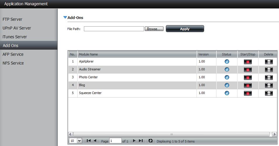 Add-on The Add-on menu allows multiple application software to add extended functionality to your ShareCenter.