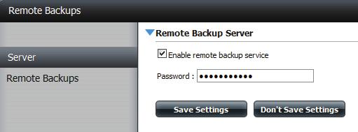 Remote Backups Remote Backups allows you to back up your ShareCenter to another ShareCenter or Linux Server or vice versa from a remote ShareCenter or Linux Server to your ShareCenter.