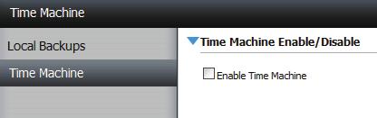 Local Backups - Time Machine This section allows the user to configure the ShareCenter so that it becomes a backup destination in the Mac OS X Time Machine.