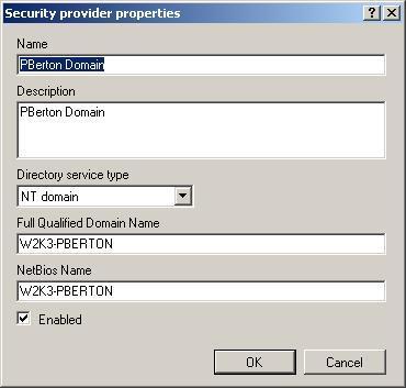 Figure 37 Security provider s properties window Security roles The Security roles option allows you to define security roles that may be associated with nodes, groups and users.