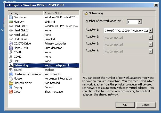 Note (as shown in the right pane) that the virtual machine is allowed to have up to 4 network