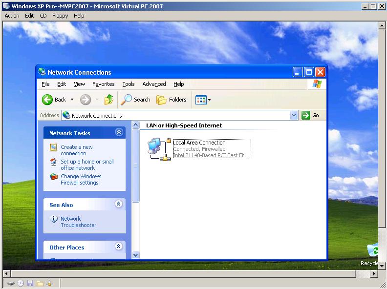 The operating system of the virtual machine treats all of the virtual network adapters as if they were real items of hardware: For example, if you start up a "Windows XP Professional" virtual