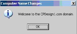 need a domain administrator username and password 11 Click OK Result: When the system processes your change successfully, the following dialog box appears, notifying you that the server now belongs