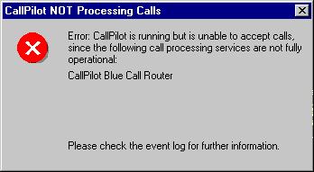 problem) SRI CallPilot warning Close the dialog box by clicking the X in the upper right corner Check the Event Browser or Alarm Monitor in CallPilot Manager for more details For instructions, see