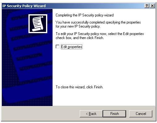 Configuring IPSec on your CallPilot server 147 8 Clear the Edit properties check