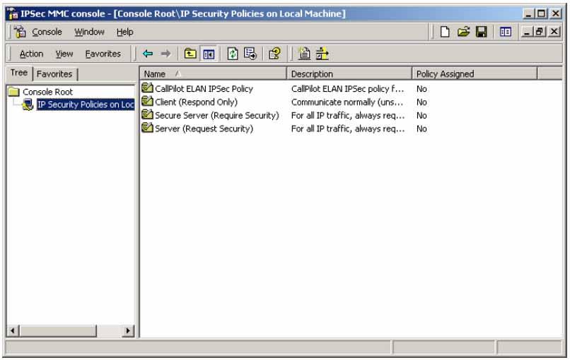 console, a new row named CallPilot ELAN IPSec Policy is created This new policy is