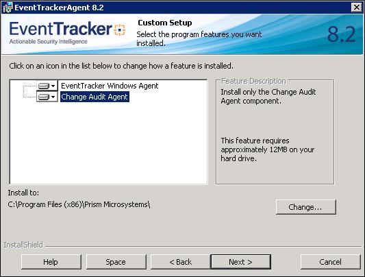 Figure 5: Custom Setup Click icon to select the installation options: Figure 6 Select This feature will be installed on local hard drive option to install only agent and not sub features.