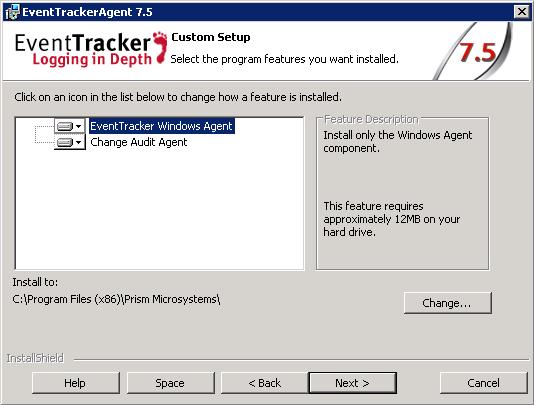 Figure 108: Custom Setup Click icon to select the installation options: Figure 109 Select This feature will be installed on local hard drive option to install only agent and not sub features.