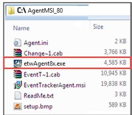 EventTracker 8.0 7. Download MSI package (e.g. AgentMSI_80.zip for v8.x) from the location provided by Prism Microsystems Support team. The details about other versions are mentioned in table below.