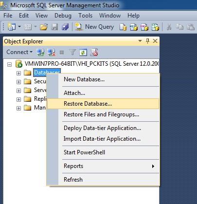 37 Restoring the PC-Kits database Just like backing up the database, there are a variety of ways to restore a SQL database.