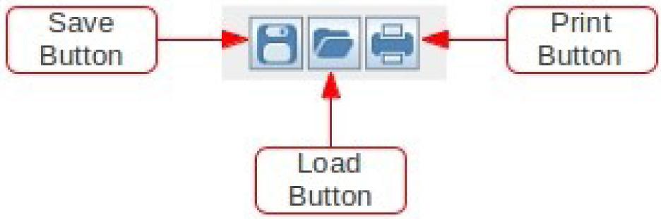 G. Save, Load and Print Setting In previous session, the above 3 buttons are used to save, load and print log data.