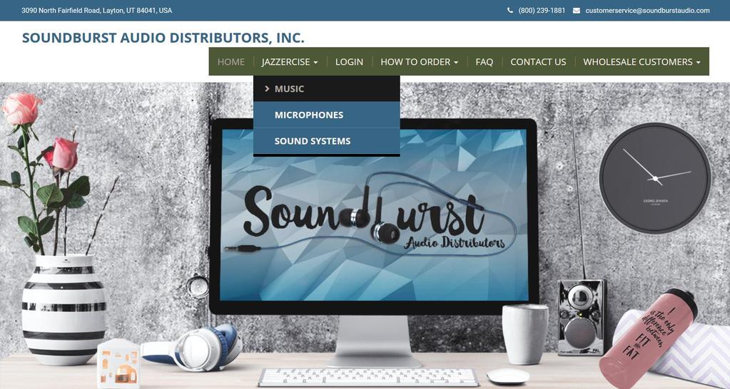 HOW TO DOWNLOAD FROM SOUNDBURST 1. Go to www.soundburstaudio.com 2. On the menu bar, click on Jazzercise. 3. From the dropdown, click on Music. 4.