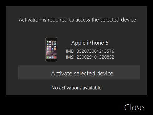 After successful connection you ll be prompted to activate the phone click "buy a phone license" and proceed with purchase in your default browser.