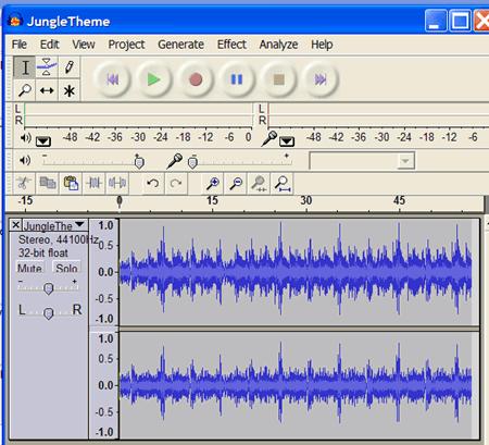 files The next thing we will do is import the audio file entitled JungleTheme.wav.