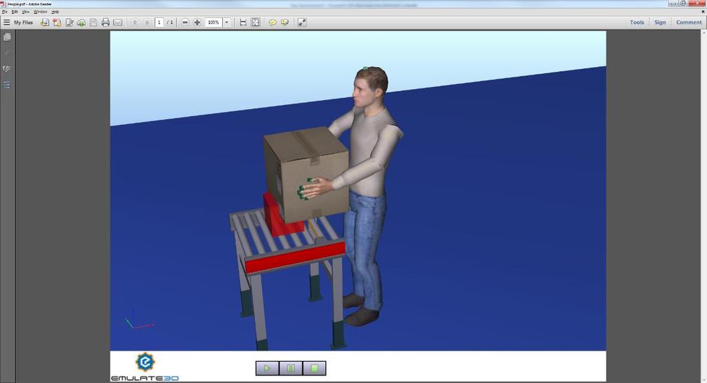 To work around this and still be able to display some kind of people animation in 3D PDF we now export static