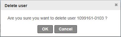 5.4. Delete a User 1. From the Administration screen, click the radial button beside the user ID you wish to delete (the selected user highlighted), then click the Delete User button. 2.