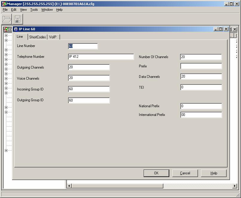 11. Create an IP Line for Site 2. Select Line in the left panel. Right click in the right panel and select New.