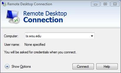 Remote Desktop Connect to computer named ts.