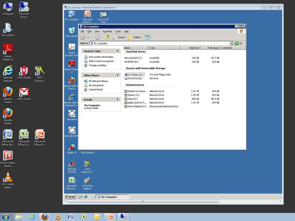 However, notice that your Remote Desktop has access to the same drives and folders as your normal