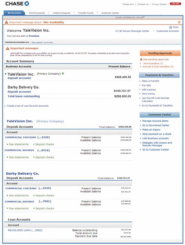 CHASE COMMERCIAL ONLINE SM ACCOUNT ACTIVITY VIEW ACCOUNT INFORMATION With Chase Commercial Online, you can view, search and download your account activity at any time.