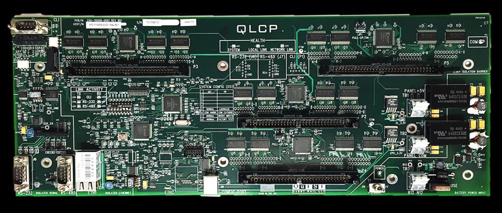 QLCP User Manual Page 5 1 Get to Know Your QLCP 23 Local Control Serial Port (Isolated Current Loop Interface) 5 LED Output Connector (1-64) 1 RS- 485 2W/4W Jumpers (JP3 & JP4) Health LEDs 2 Serial