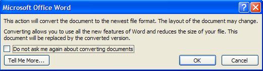4.5 Affect of Office Button / Convert on [Compatibility Mode]: Default Save Format = 97-2003 Create New File Use New Feature to Add Content (SmartArt) Office Button / Convert Keep File Open Newly
