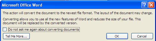 continued from previous page. Click Effects Add text & click save shortcut. Re-open the file in Office 2007. Examine condition of new feature object and the mode that the file opened in.