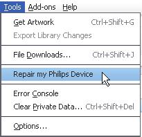 7 Repair the player through Philips Songbird If SOUNDDOT is not working properly or the display freezes, you can reset it without losing data: To reset SOUNDDOT?