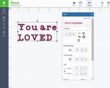 Section 8B Working with Text/Edit Panel -Editing Text The Edit panel in Cricut Design Space is very similar to the Image Edit panel when it comes to sizing, rotating, and positioning text.