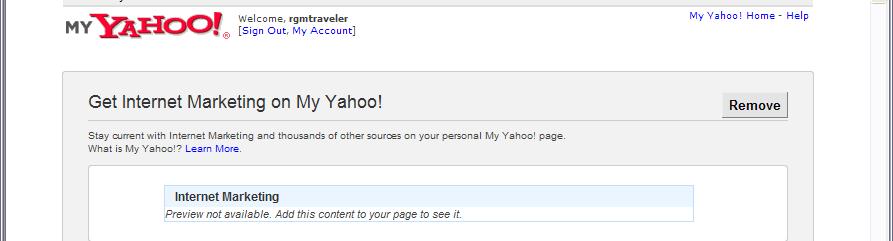 Adding to MyYahoo Page indicating that process has been completed Go back to your