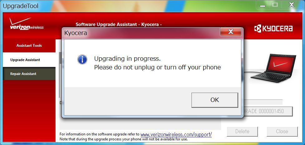 1 2 3 4 5 6 7 8 9 10 11 12 13 14 15 16 17 18 Run the Software Upgrade Assistant: Software Upgrade Step 7: Click the UPGRADE [PHONE