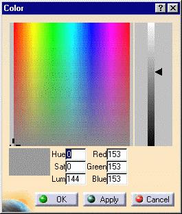 4. The Color area allows you to change the color intensity. You can define your own color by clicking the button to display the Color chooser. 5. Click OK when you have chosen a color.