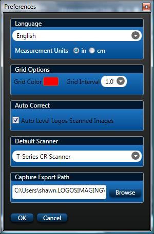 Preferences You can set preferences for the grid settings, for Auto Leveling images upon opening them for editing, for the default scanner associated with the Logos Image button, and for the default